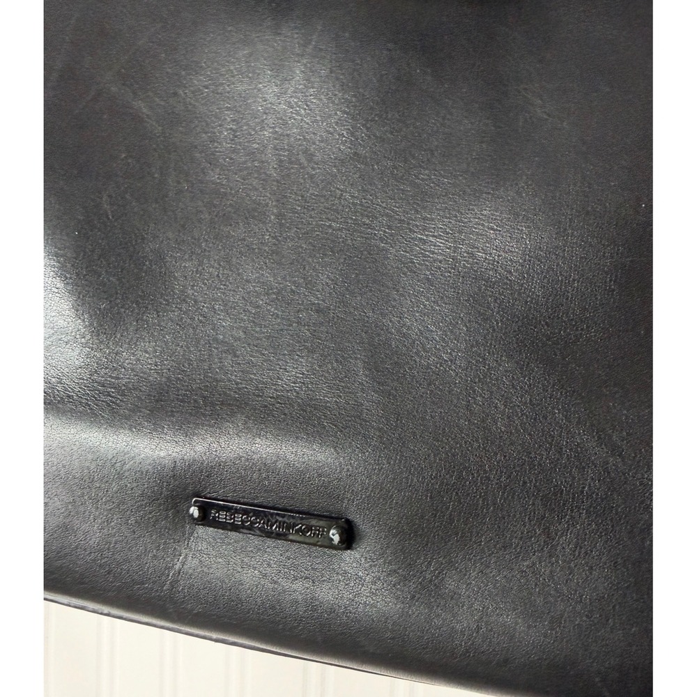 Rebecca Minkoff Black Leather MAB Tote Bag Snakeskin Calf Hair Gusset Satchel - Picture 5 of 10